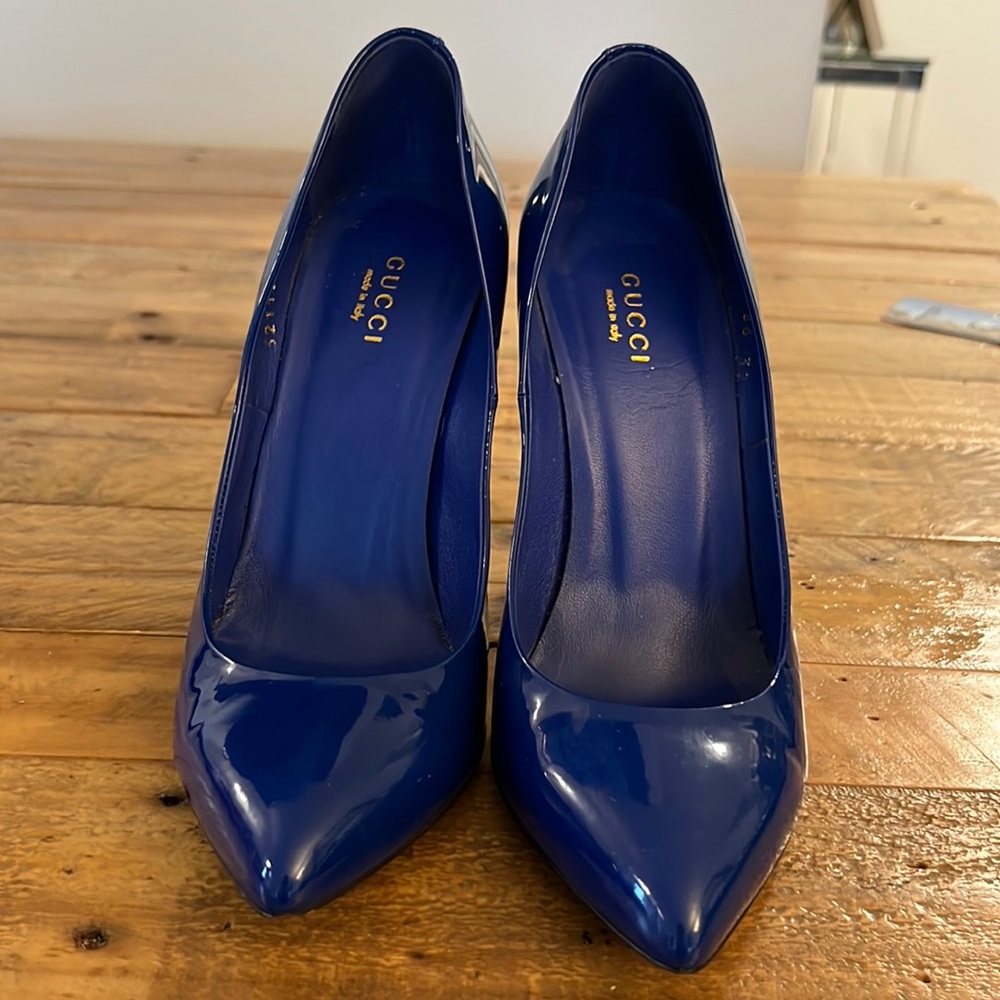 Cobalt blue Gucci heels